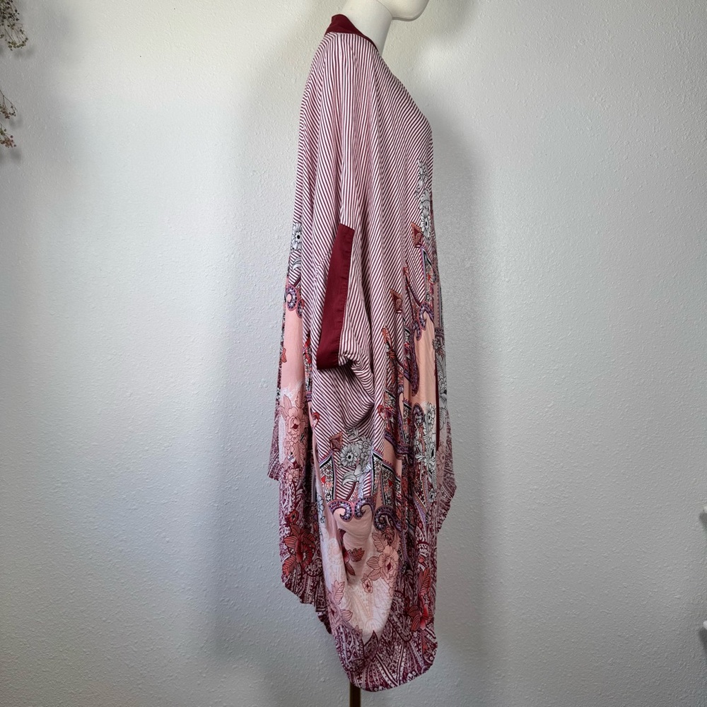 Soma Intimates Mixed Print Kimono Wrap Floral & Striped indie festival lounge - Picture 3 of 12